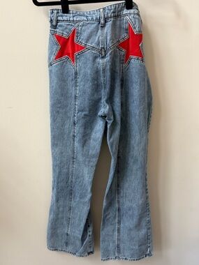 Fleece and Denim Star Straight Leg Jeans Size Large